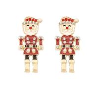 XIGAWAY Pendientes de tuerca con diseño de cascanueces para mujer, de aleación de zinc, con detalles de cristal, color rojo y melocotón, S, Zinc, Sin piedra preciosa