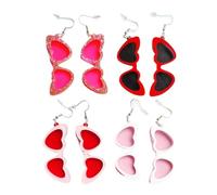 XIGAWAY Pendientes de tuerca con diseño de corazón rosa para mujer, acrílico, bonito estilo fresco y dulce accesorio novedoso, S, Acrílico, Sin piedra preciosa