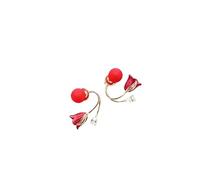 XIGAWAY Pendientes de tuerca de flor de tulipán para mujer, esmalte rojo y negro, 2 x 1,7 cm, regalo de joyería elegante para oficina, Pequeño, Metal, Sin piedra preciosa