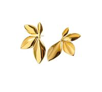XIGAWAY Pendientes de tuerca pulidos con diseño de hoja de flor para mujer, oro y plata, inspirados en la naturaleza, 5 cm, regalo de joyería de lujo, Pequeño, Metal, Sin piedra preciosa