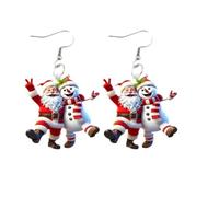 XIGAWAY Pendientes festivos, aretes colgantes vintage de muñeco de nieve y Papá Noel para mujeres y hombres