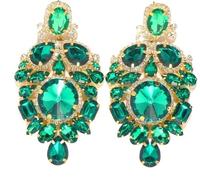 XIGAWAY Pendientes geométricos de diamantes de imitación, aretes colgantes de círculo de cristal de gran tamaño para mujer, S, Diamante de imitación, Sin gemas