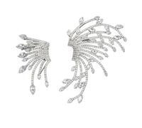 XIGAWAY Pendientes geométricos de diamantes de imitación para mujer, aretes de clip de oro y plata, joyería de oreja sin perforación, Pequeño, Diamante de imitación, Sin piedra preciosa