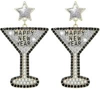 XIGAWAY Pendientes geométricos de gota para mujer, diseño de copa de vino y estrella con diamantes de imitación, juego de joyería de moda de aleación de zinc, S, Zinc, Sin gemas