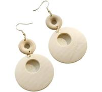 XIGAWAY Pendientes geométricos de madera - Gotas circulares huecas para mujer, hechos a mano Boho Chic, S, árbol, Sin gemas