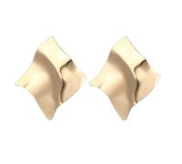 XIGAWAY Pendientes geométricos plegados de aleación para mujer, minimalistas, cuadriláteros, en tono dorado, para uso diario, S, Metal, Sin gemas
