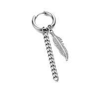 XIGAWAY Pendientes góticos de acero de titanio con dijes de cruz y plumas, aretes colgantes para hombres y mujeres, S, acero de titanio, Sin gemas