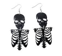 XIGAWAY Pendientes góticos de calavera de acrílico blanco y negro para mujer, aretes de declaración negra de Halloween, S, Acrílico, Sin piedra preciosa