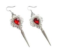 XIGAWAY Pendientes góticos de novia, aretes geométricos de cobre galvanizado para mujer, joyería inspirada en vampiros para ropa de oficina, S, Cobre, Sin piedra preciosa