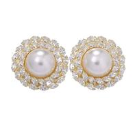 XIGAWAY Pendientes grandes redondos de cristal completo con gotas de perlas de imitación exageradas, aretes geométricos para mujer, S, Perla de imitación, Sin piedra preciosa