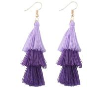XIGAWAY Pendientes largos bohemios con borla para mujer, aretes colgantes étnicos de varias capas, aleación geométrica colorida (8 colores), talla única, Acero aleado, sin tipo de gema