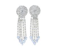 XIGAWAY Pendientes largos de flecos circulares para mujer, aretes colgantes de diamantes de imitación plateados y dorados, joyería geométrica de cascada para fiesta, Pequeño, Metal, Sin piedra