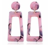 XIGAWAY Pendientes largos de resina con patrón rectangular, aretes abstractos multicolor para mujer, joyería de moda para viajeros, S, Plástico, Sin piedra preciosa