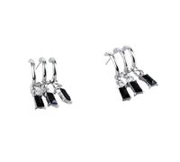 XIGAWAY Pendientes largos geométricos para mujer, aretes colgantes negros, aleación de zinc, joyería moderna, colección de invierno 2025