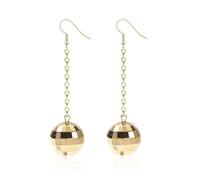 XIGAWAY Pendientes octogonales de bola de discoteca - Pendientes punk geométricos de espejo para mujer, largos/cortos, plata, oro, oro rosa, S, Metal, Sin gemas