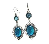 XIGAWAY Pendientes ovalados con forma de corazón agrietado para hombres y mujeres, aretes colgantes grandes de color azul cielo, unisex, estilo bohemio