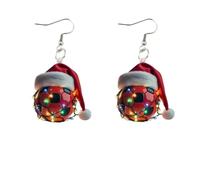 XIGAWAY Pendientes unisex de Navidad con diseño geométrico colorido de bola acrílica en forma de U