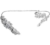 XIGAWAY Pulsera abierta de circonita con diseño de hoja, elegante brazalete de circonita cúbica dorada y plateada para mujer, joyería de moda ligera de lujo, talla única, Circonita, No es una piedra