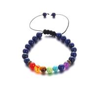 XIGAWAY Pulsera ajustable de cuentas de piedra volcánica, pulsera unisex hecha a mano de cordón trenzado con cuentas geométricas redondas (7 piedras, 8 colores), talla única, Piedra, No es una piedra