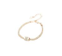 XIGAWAY Pulsera de circonita chapada en oro rosa para mujer, cadena de cristal de aleación floral con cierre ajustable, delicado estilo dulce regalo para gran apertura