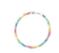 XIGAWAY Pulsera de cuentas de arco iris, cuentas elásticas de cristal de ojo de gato en multicolor, estilo coreano, regalo de joyería para mujer, talla única, Vidrio, No es una piedra preciosa