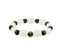 XIGAWAY Pulsera de imitación de jade blanco, pulsera de cuentas budistas de mantra de seis palabras verdaderas para hombres y mujeres, 16 x 12 mm, 14 x 10 mm, cuentas Zen Mala, talla única, Vidrio
