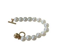 XIGAWAY Pulsera de mariposa y perlas para mujer, elegante brazalete de aleación geométrica con chapado en oro, joyería dulce y delicada, regalo para recuerdo de viaje, talla única, Metal, No es una