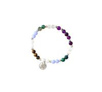 XIGAWAY Pulsera de piedra del zodiaco para mujer, dije de cuentas de cristal Piscis Sagitario Géminis, colgante de acero inoxidable, joyería de regalo, One Size, Piedra natural, vidrio y acero