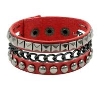 XIGAWAY Pulsera geométrica con tachuelas para hombres y mujeres, brazalete de cuero con remaches cuadrados y redondos en varios colores, verano 2025, talla única, Cuero, No es una piedra preciosa