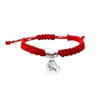 XIGAWAY Pulsera trenzada hecha a mano de hilo rojo con dije de letra de aleación, diseño original unisex para uso diario y regalo de negocios (5,5 g), talla única, Metal, No es una piedra preciosa