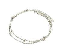 XIGAWAY Tobillera de cadena de doble capa para mujer, ajustable de 20 + 5 cm, aleación de oro y plata, joyería geométrica para pies, One Size, Metal, Sin piedra preciosa