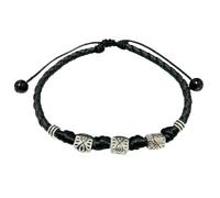 XIGAWAY Tobilleras a juego para parejas, pulseras de tobillo ajustables con cordón de cuero hechas a mano con dije protector de ojo, negro y rojo, primavera 2025, talla única, Metal, No es una piedra