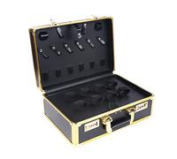 Xigner Bolsa de peluquería con cerradura de combinación, maletín de transporte para cortapelos y artículos de peluquería, bolsa de almacenamiento (oro, 40 x 40 x 18 cm)