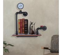 Xigner Estantería de pared industrial - Estante de pared para libros, estantería de madera y tubo de hierro en estilo vintage - estantería de pie, estantes flotantes, estantes decorativos para salón,