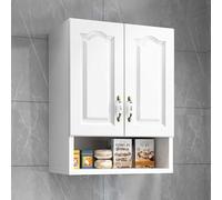 XIGOUZIQU Armario de Pared, Armario de Almacenamiento, botiquín de Madera, despensa de Cocina, Armario de Pared for baño, lavandería, Cocina, Garaje, Blanco(60x20cm/23.62x7.87in)