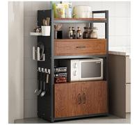 XIGOUZIQU Estante de Almacenamiento de Cocina Independiente, Estante for panadería con gabinete de Almacenamiento, Organizador de estantes con Ganchos, aparadores/Buffet(D,60cm (23.62in))