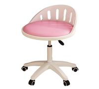 XIGOUZIQU Silla Ajustable Taburete de Tocador Asiento for Tocado con Ruedas Giratorias con Ruedas, Altura Ajustable con Respaldo for Mostrador, Oficina, Tocador, Comedor(Pink)