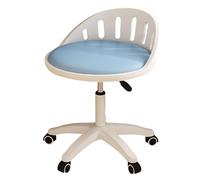 XIGOUZIQU Silla Ajustable Taburete de Tocador Asiento for Tocado con Ruedas Giratorias con Ruedas, Altura Ajustable con Respaldo for Mostrador, Oficina, Tocador, Comedor(Blue)