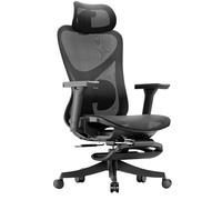 XIGOUZIQU Silla de Oficina Ergonómica,de Escritorio, Ejecutiva,Reposapiés con Soporte Lumbar, con Respaldo TranspirableFunción de Inclinación, Ideal for Oficina(Black3)