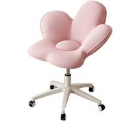 XIGOUZIQU Taburete de Tocador Asiento for Tocado con Rudas Giratorias de 360° Altura Ajustable con Ruedas Giratorias Respaldo Diseño Nube en for Estudio, Dormitorio(Pink)