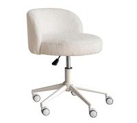 XIGOUZIQU Taburete de Tocador Asiento for Tocado Oficina y Tocador, con Ruedas Giratorias Altura Ajustable con Ruedas, con Respaldo for Estudio, Dormitorio, Oficina en Casa(White)