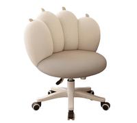 XIGOUZIQU Taburete de Tocador Silla Ajustable Asiento for Tocado con Ruedas Giratorias Respaldo Diseño Nube en Altura Ajustable sin Brazos,para Estudio, Dormitorio, Oficina en Casa(White2)