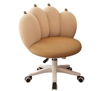 XIGOUZIQU Taburete de Tocador Silla Ajustable Asiento for Tocado con Ruedas Giratorias Respaldo Diseño Nube en Altura Ajustable sin Brazos,para Estudio, Dormitorio, Oficina en Casa(Khaki2)