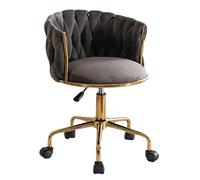 XIGOUZIQU Taburete de Tocador Silla, con Ruedas Giratorias Altura Ajustable con Respaldo for Mostrador, Oficina, Tocador, Comedor(Gray)