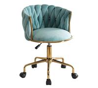 XIGOUZIQU Taburete de Tocador Silla, con Ruedas Giratorias Altura Ajustable con Respaldo for Mostrador, Oficina, Tocador, Comedor(Green)