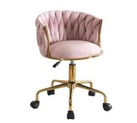 XIGOUZIQU Taburete de Tocador Silla, con Ruedas Giratorias Altura Ajustable con Respaldo for Mostrador, Oficina, Tocador, Comedor(Pink)