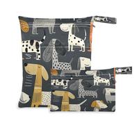 xigua Bolsa de pañales con diseño de perro de dibujos animados, 2 bolsas para artículos húmedos y secos, bolsas reutilizables para productos, impermeables, lavables, para colgar, grandes, dos