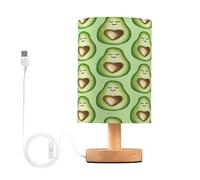 xigua Lámpara de mesa de noche de aguacate con luz LED incluida, control de interruptor de botón para dormitorio, lámpara de mesita de noche con puertos USB para sala de estar, dormitorio, oficina en