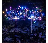 XIHAMA Luces solares de jardín, luces solares de fuegos artificiales, paquete de 2, 200 LED, 8 modos de iluminación, luces solares al aire libre, impermeables, para jardín, patio, pasarela, fiesta,