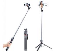 XIHAMA Palo selfie con luz, trípode extensible todo en 1 con control remoto inalámbrico, soporte portátil para teléfono móvil, trípode de cámara compatible con iPhone 17, GoPro, Android (negro y